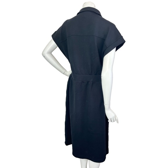 Varley Louisa Dress WOmens Size Large Black Zip Through Midi Pockets NWT $188 - Picture 4 of 13